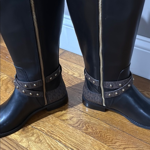 Michael Kors Black and Gold Over the Knee Boots - Picture 2 of 6